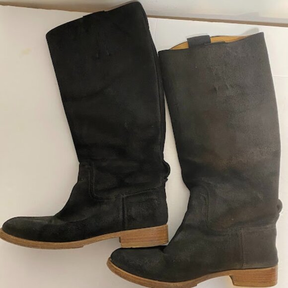 Rag & Bone New York Black Suede Tall Moto Boots - Size 36 - Picture 3 of 13